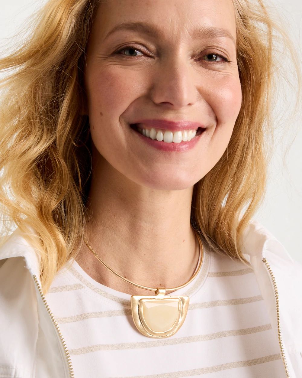 White Enamel Collar Necklace