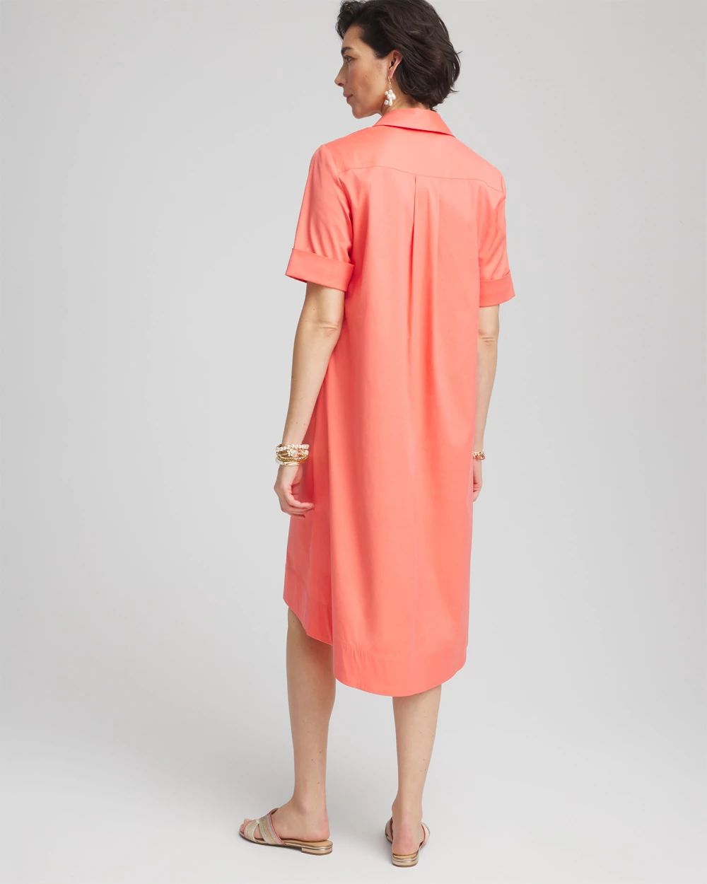 High-Low Hemmed Popover Shirtdress