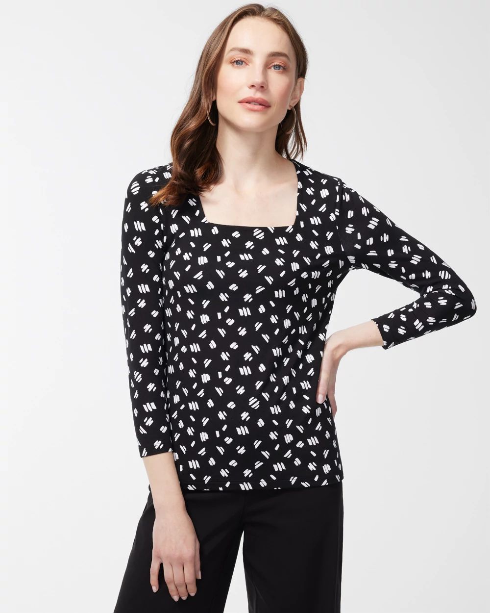 Touch of Cool Print Square Neck Tee