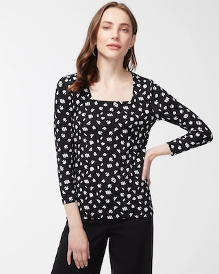 Touch of Cool Print Square Neck Tee