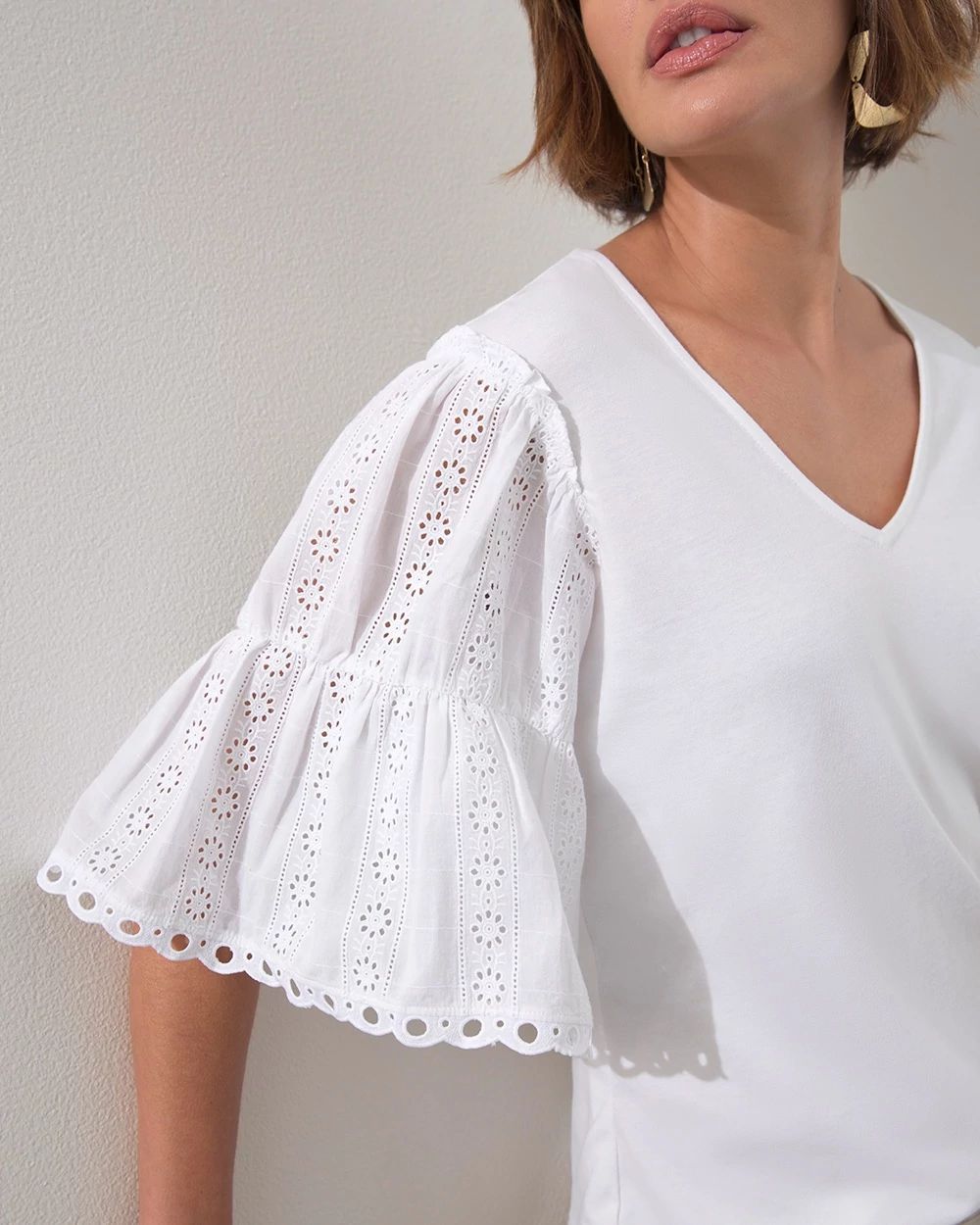 Touch of Cool Lace Inset Sleeve Tee