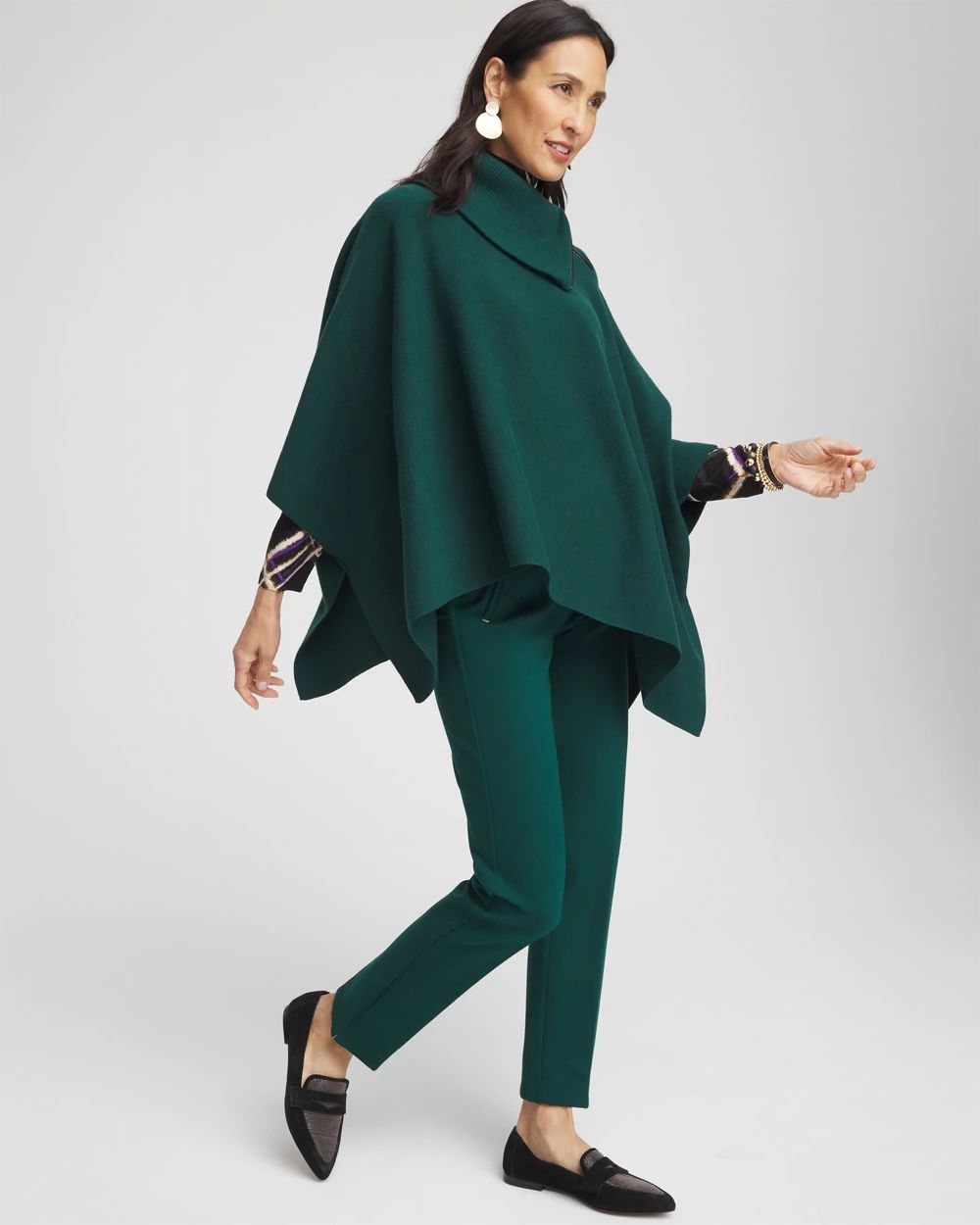 Split Neck Sweater Poncho