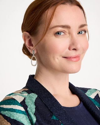 Silvertone Open Circle Drop Earrings click to view larger image.