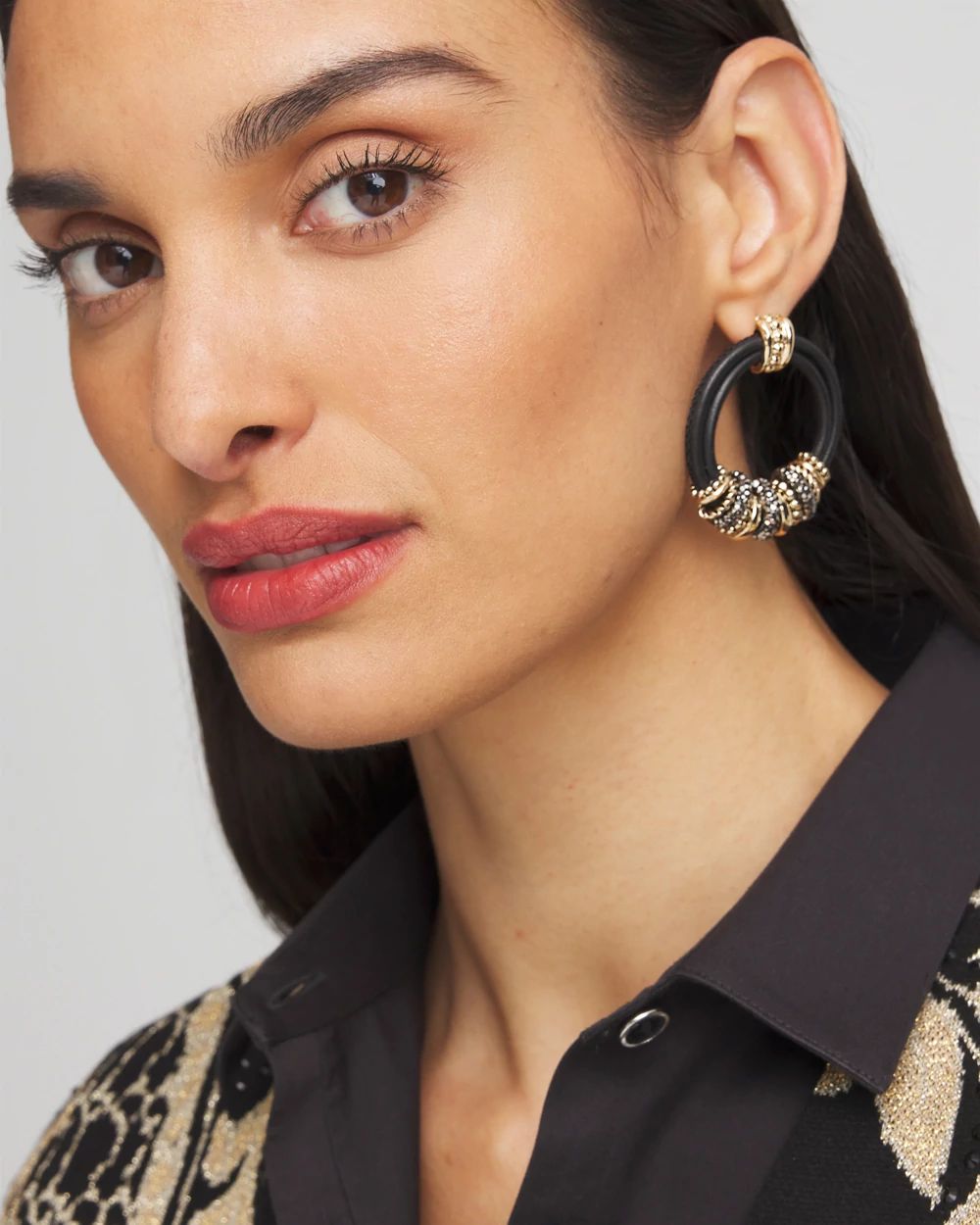 No Droop™ Leather Mixed Metal Earrings