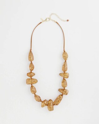 Gold Foil Long Single Strand Necklace