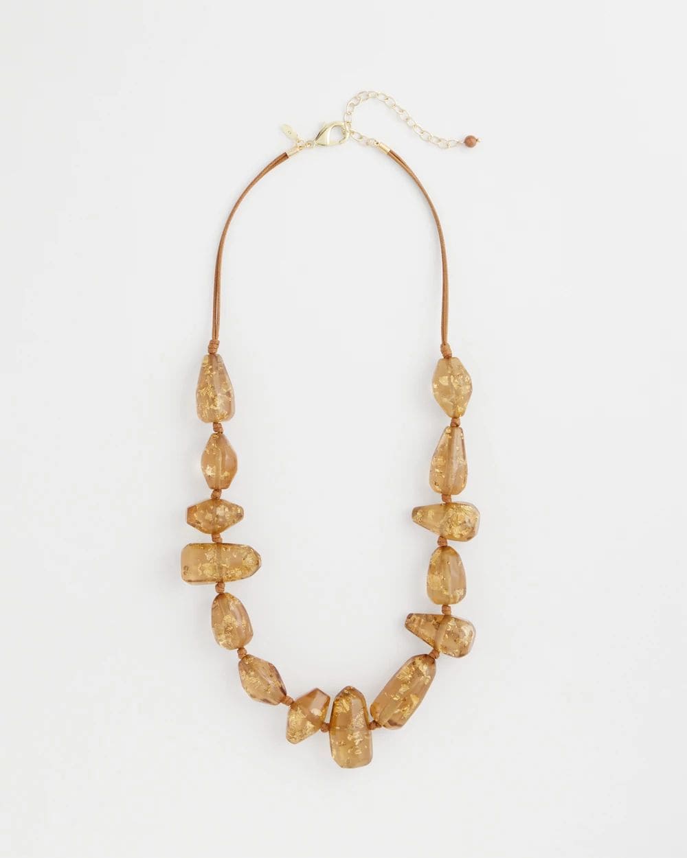 Gold Foil Long Single Strand Necklace