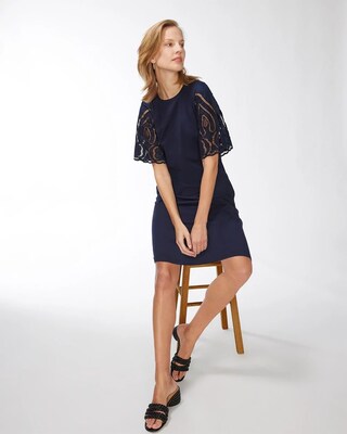 Knit Mix Flutter Sleeve Dress