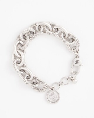 Silver-tone Textured Chain Bracelet click to view larger image.