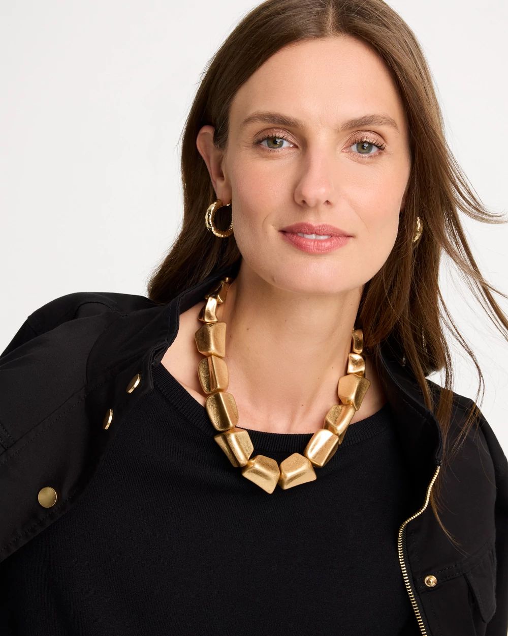 Adjustable Goldtone Nugget Necklace click to view larger image.