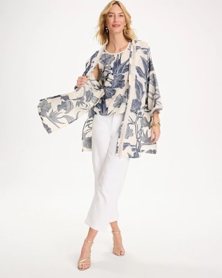 Cotton Jacquard Fringed Kimono click to view larger image.