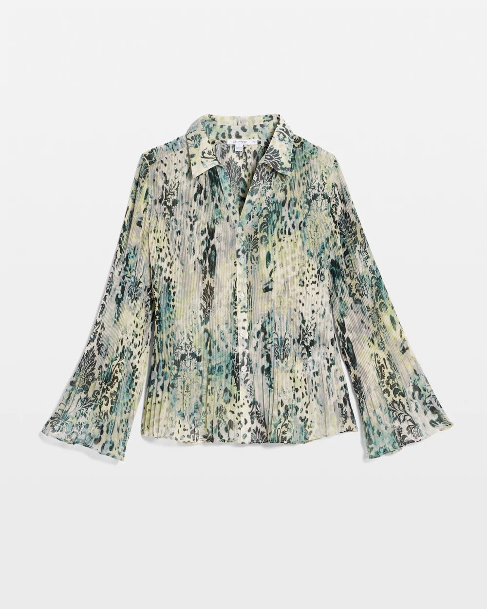 Animal Print Pleated Blouse