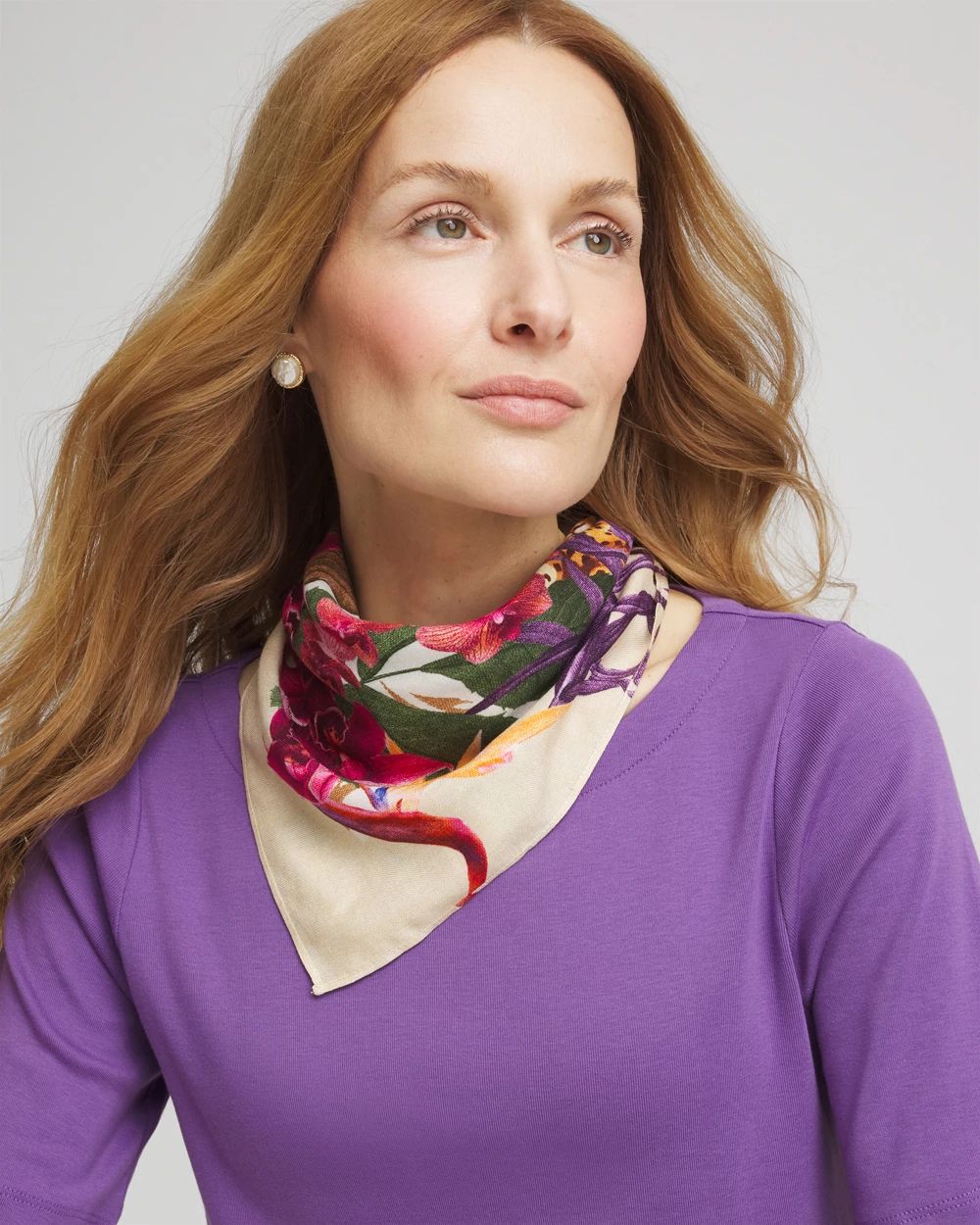 Floral Square Satin Scarf