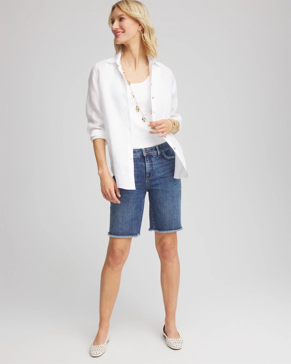 So Slimming® Girlfriend Frayed Jean Shorts