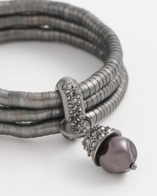 Hematite Triple Link Stretch Bracelet