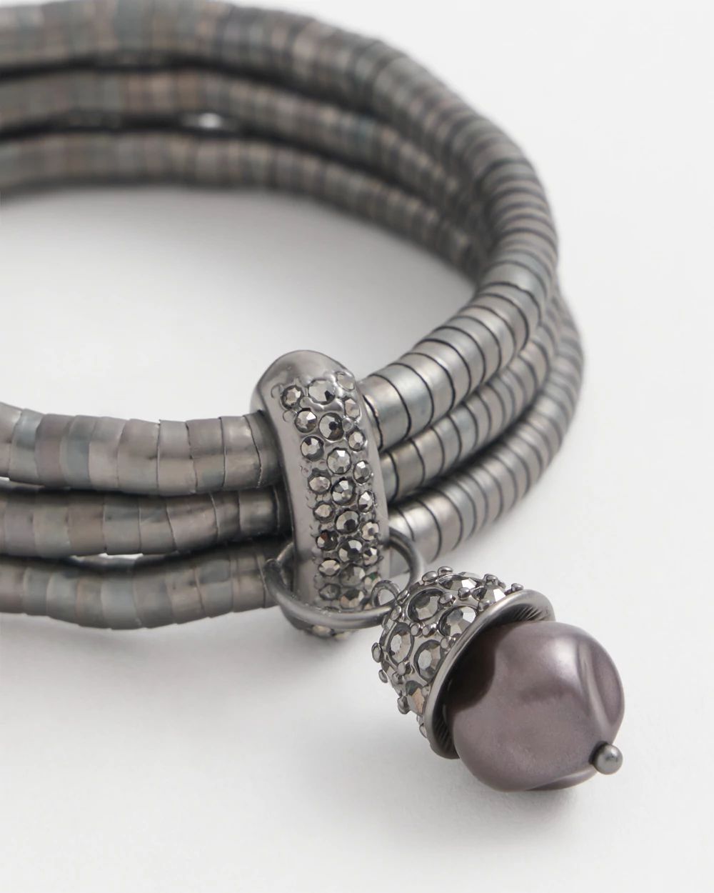 Hematite Triple Link Stretch Bracelet