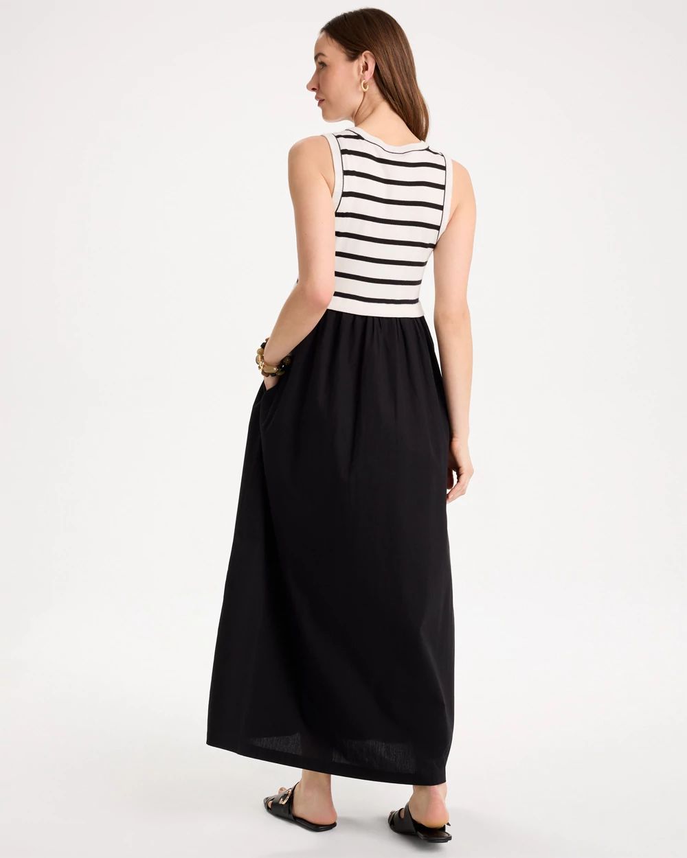 Poplin Cotton Rib Mix Dress click to view larger image.