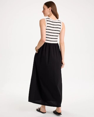 Poplin Cotton Rib Mix Dress click to view larger image.