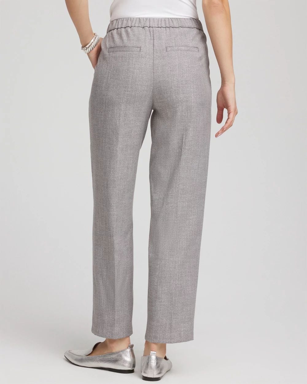 Shimmer Straight Tapered Ankle Pants