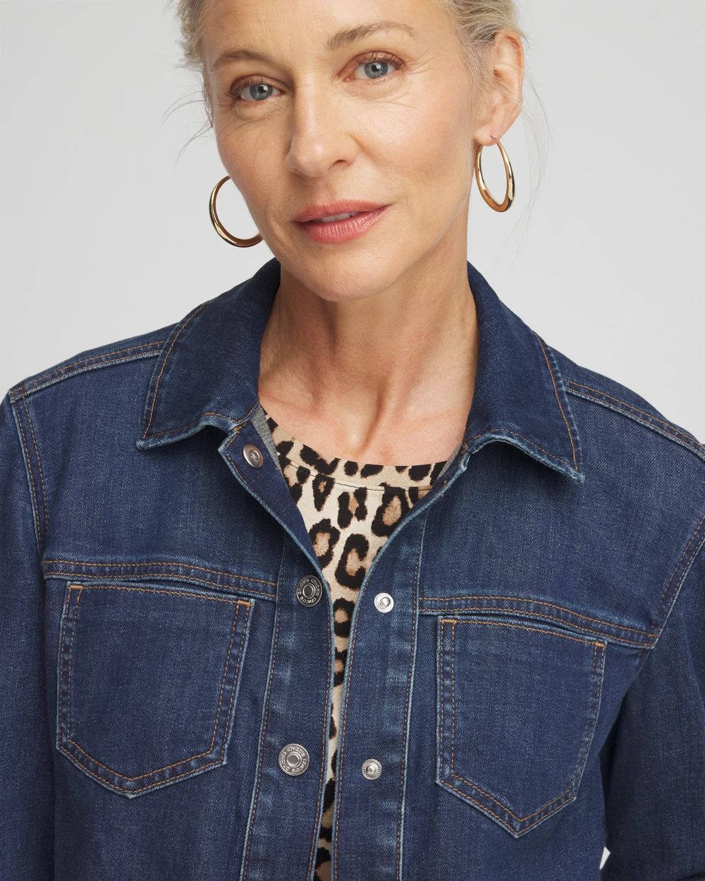 Cropped Denim Shacket