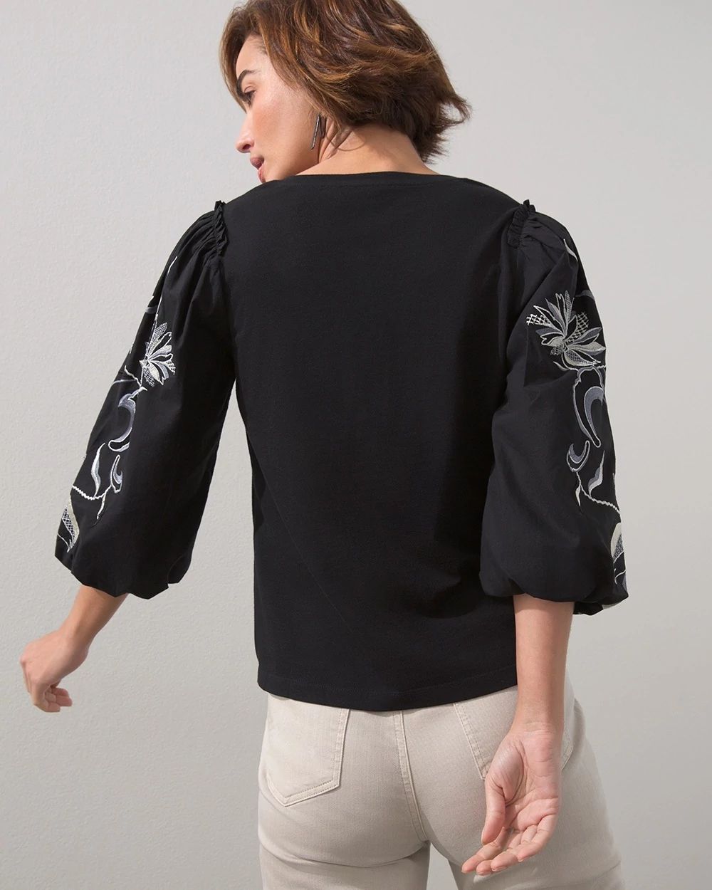 Embroidered Puff Sleeve Tee