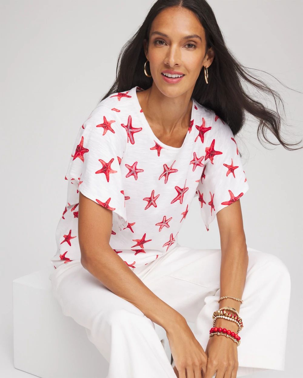Starfish Handkerchief-Sleeve Slub Tee