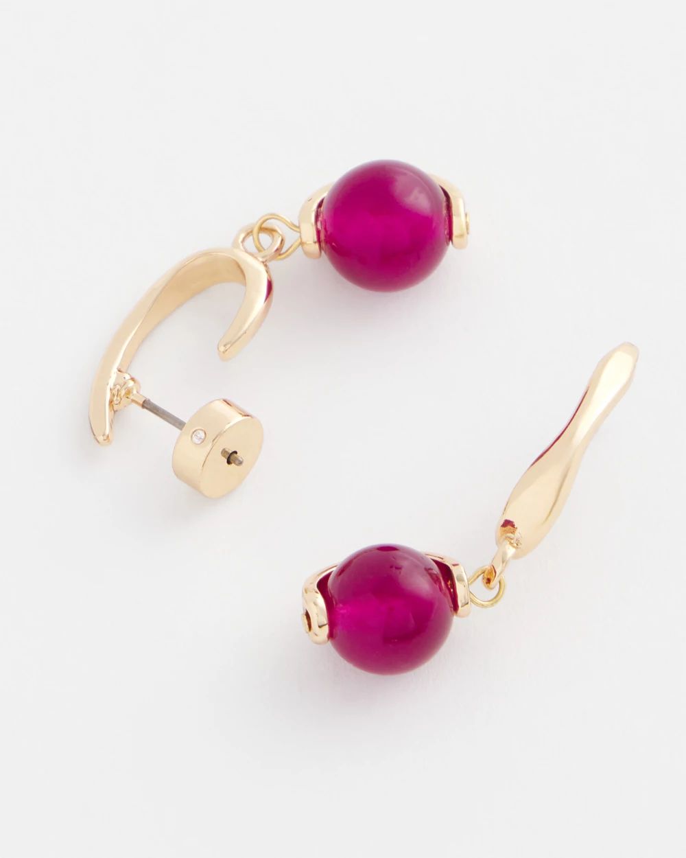 No Droop™ Purple Beaded Drop Earrings