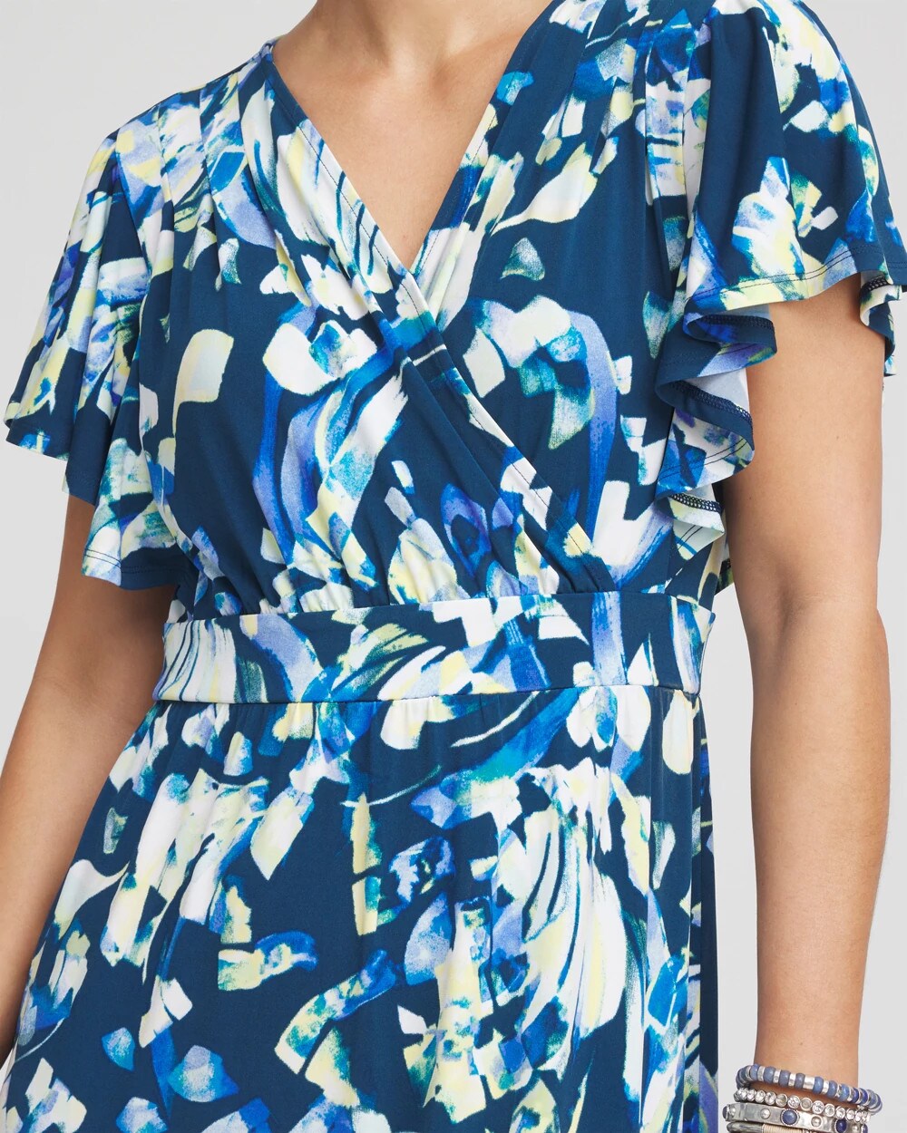 Flutter Sleeved Jersey Maxi Dress