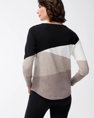 Spun Rayon Colorblock V-Neck Sweater