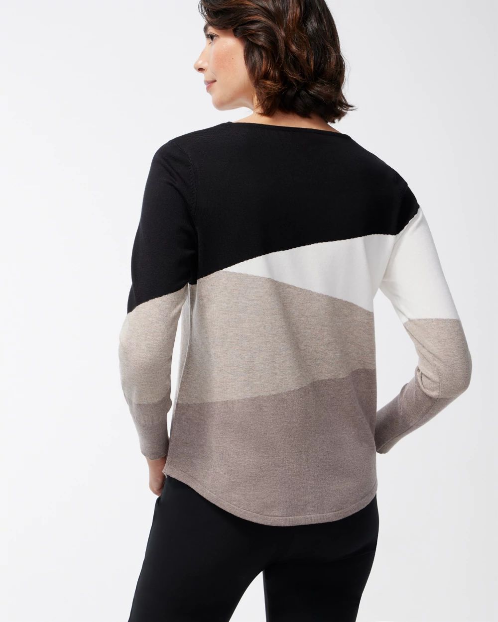 Spun Rayon Colorblock V-Neck Sweater