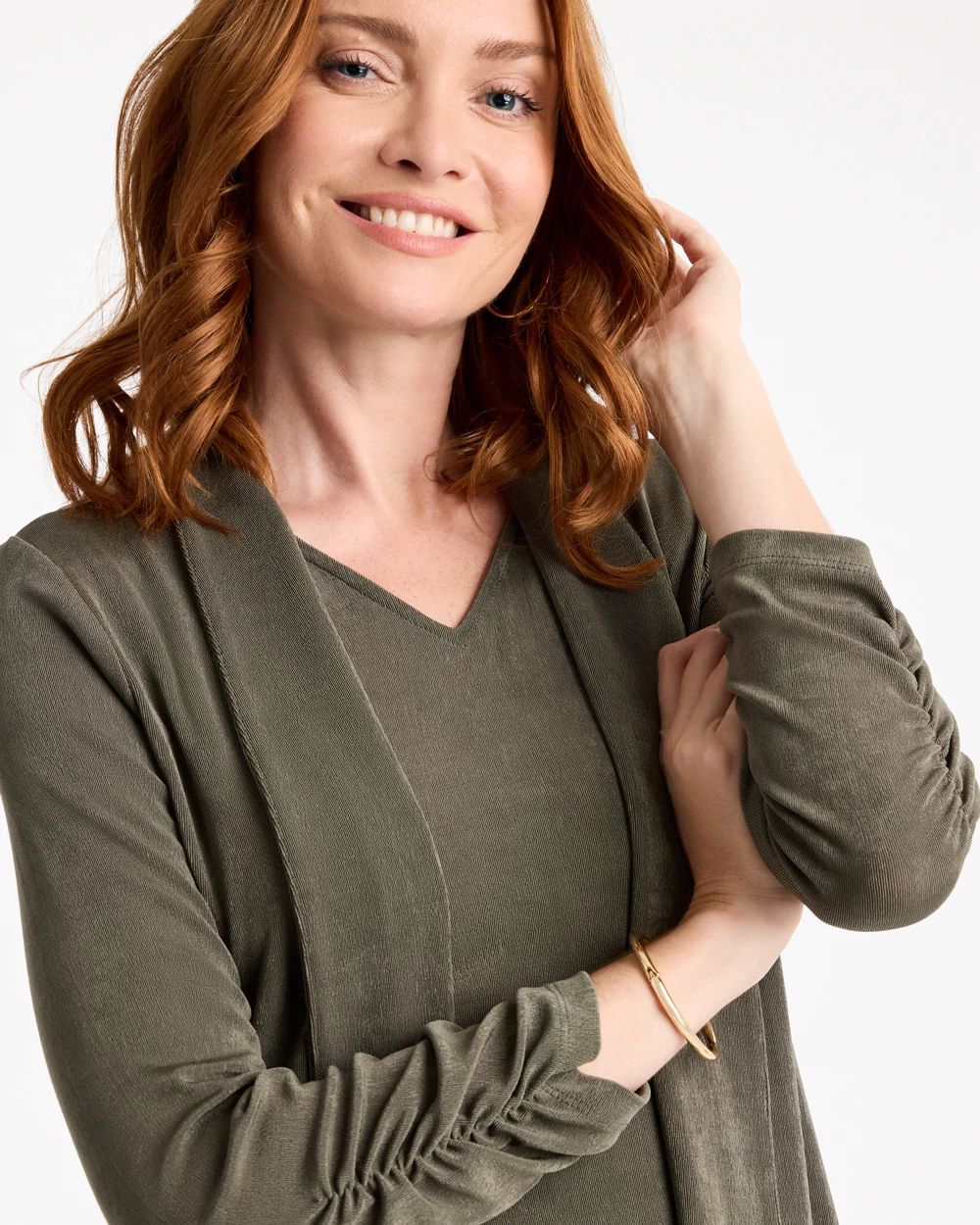 Travelers™ Collection Ruched Elbow Sleeve Jacket click to view larger image.