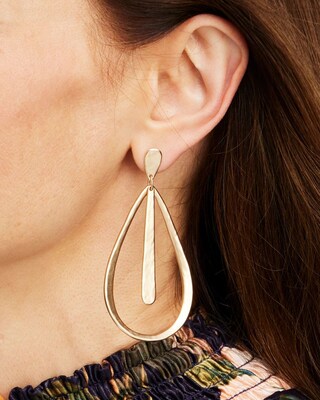 Gold Tone Matte Teardrop Earrings