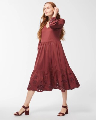 Poplin Eyelet Midi Dress