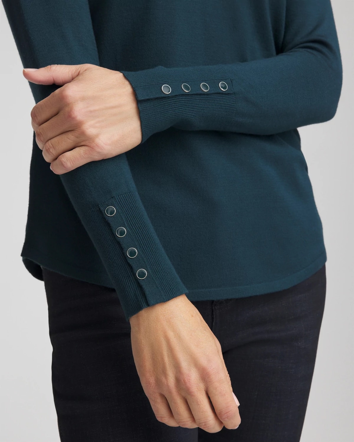Chico's Ella V-neck Pullover Sweater In Teal Shadow