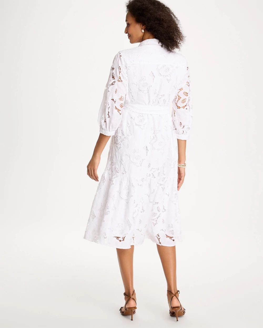Lace Cutout Belted Shirtdress click to view larger image.
