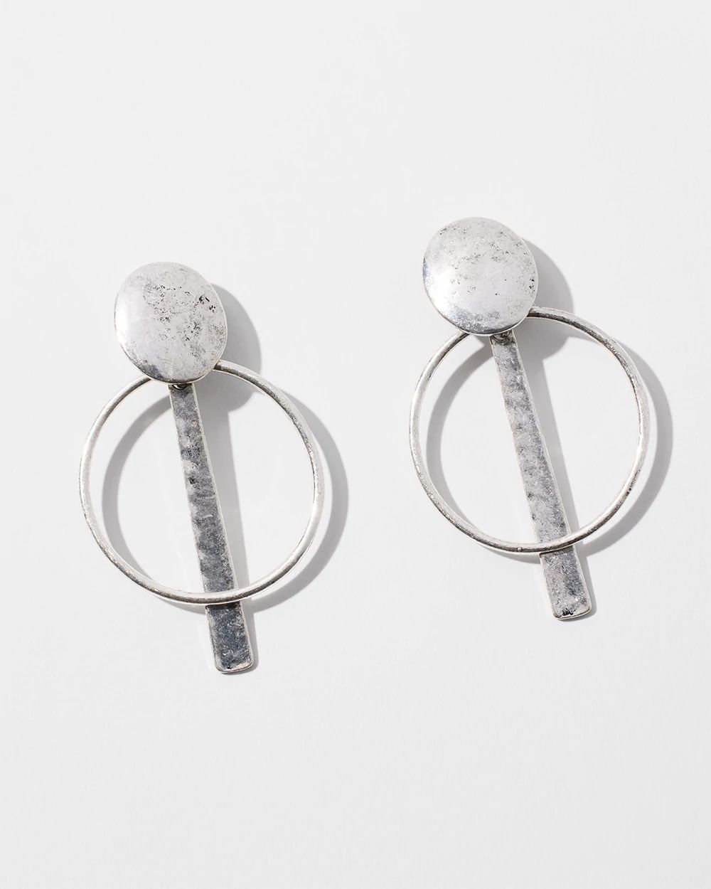 Silver Tone Clip-On Drop Earrings