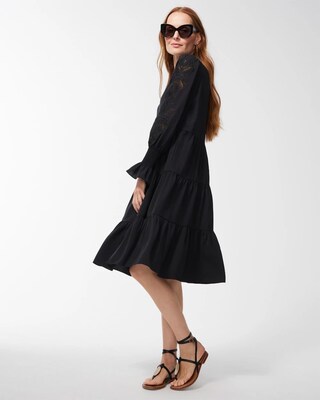 Twill Embroidered Sleeve Dress