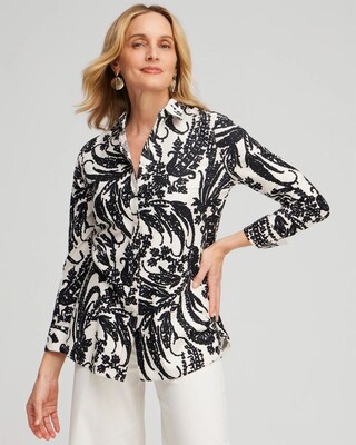 No Iron™ Stretch Paisley Shirt