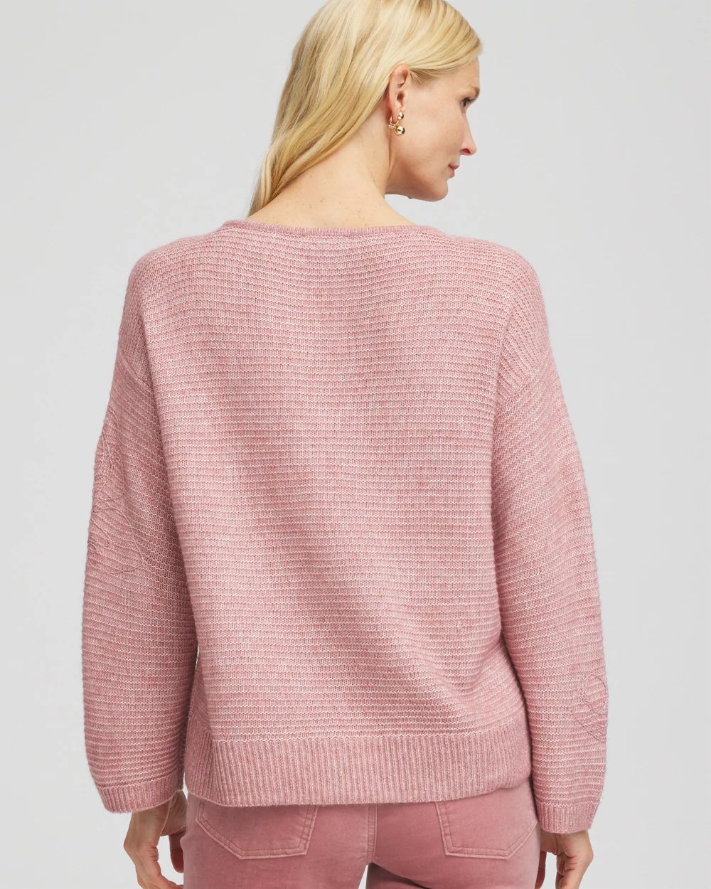 Tonal Embroidered Boatneck Pullover Sweater