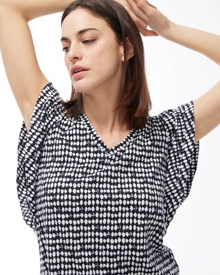 Dot Ruffle Sleeve Slub Tee