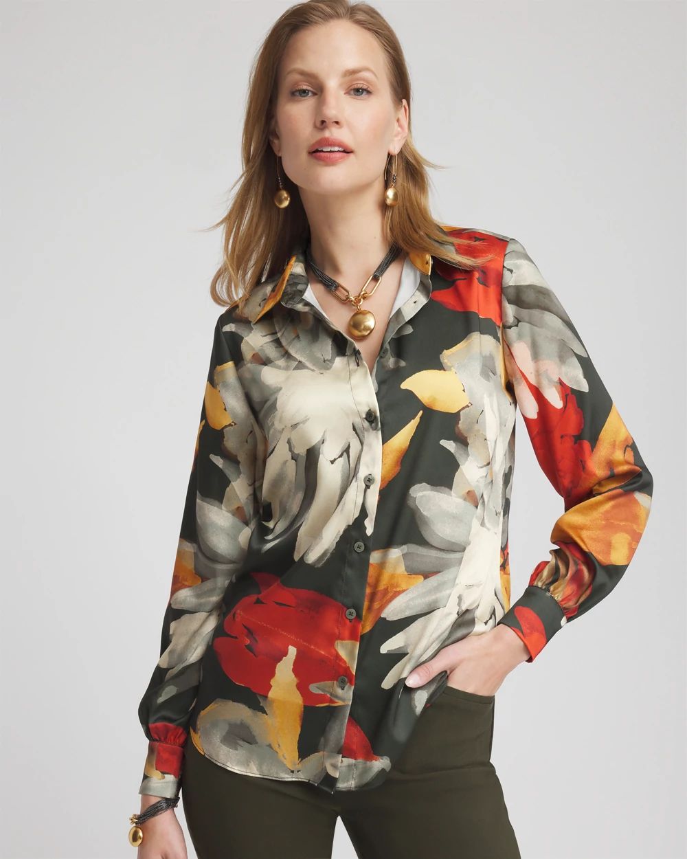 Floral Faux Silk Shirt