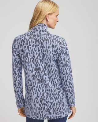 Jacquard Animal Print Mock Neck Pullover Tunic