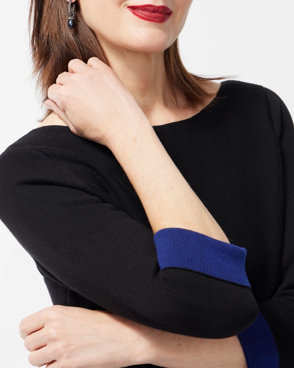Black Double Knit Pullover Sweater
