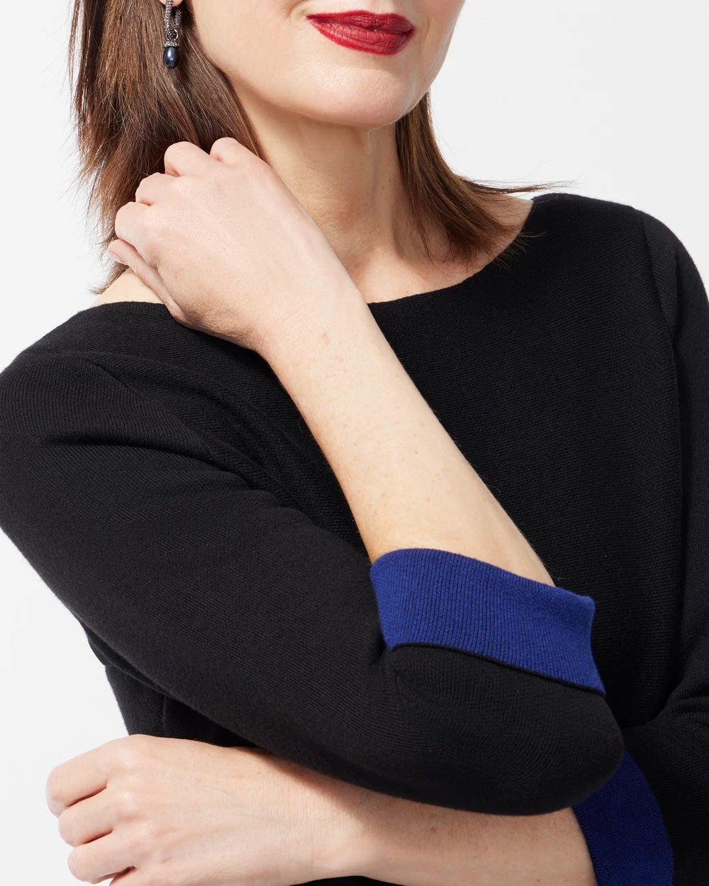 Black Double Knit Pullover Sweater click to view larger image.