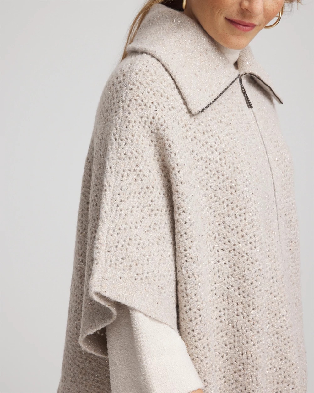 Zip-Front Collared Ruana