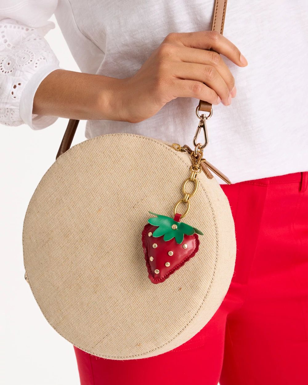 Faux Leather Strawberry Bag Charm Key Chain