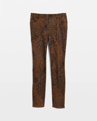 Animal Print Coated Girlfriend Slim Ankle Jeans click to view larger image.