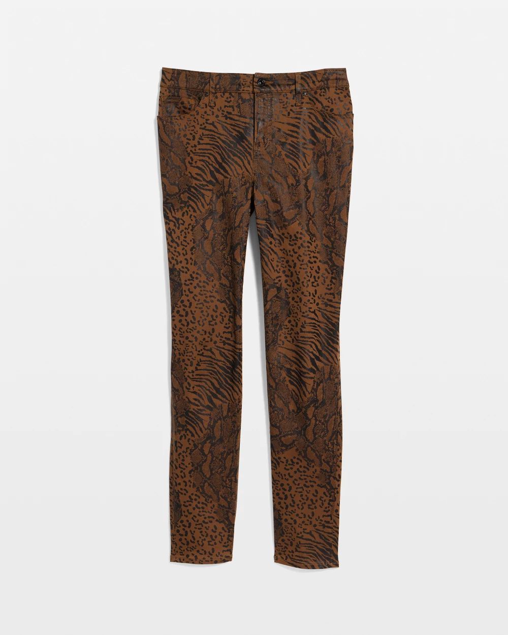 Animal Print Coated Girlfriend Slim Ankle Jeans click to view larger image.