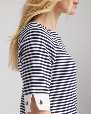 Stripe Grommet Detail Tee