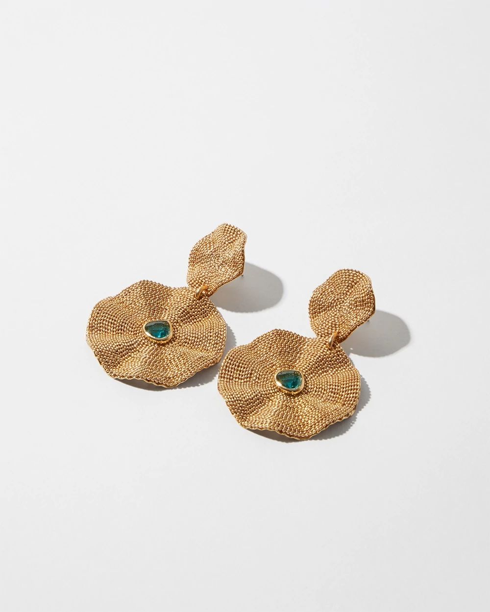 Gold-Tone Textured Drop Earrings
