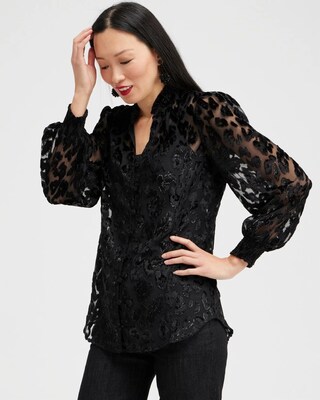 Velvet Burnout Animal Print Shirt